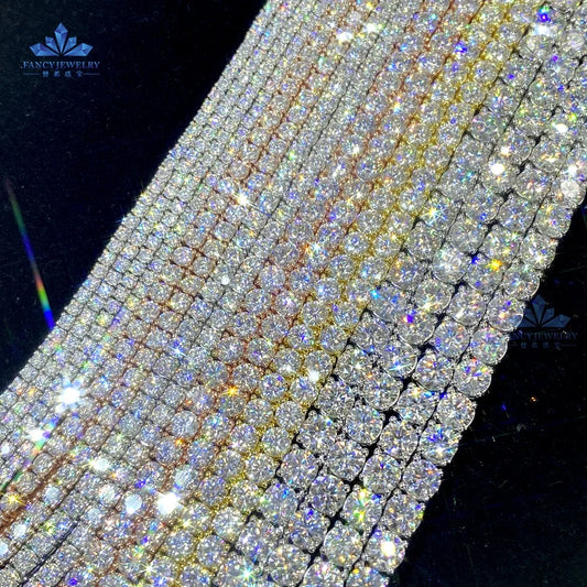 High Quality 10K / 14K Gold 3mm 4mm 5mm Vvs Moissanite Diamond Chain Iced Out 925 Silver Hip Hop Tennis Necklace Bracelet