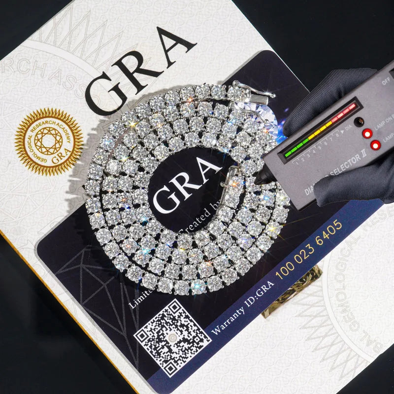 Wholesale Hip Hop Jewelry 3/4/5MM Iced Out Tennis Chain Necklace White Gold Plated Shiny Moissanite Diamond Necklace for Women