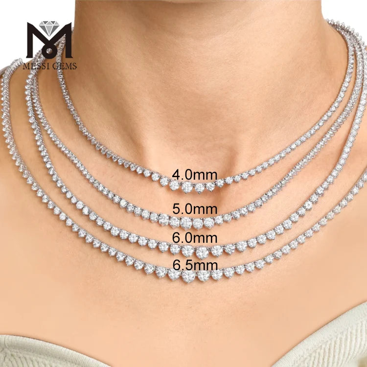 Messi Jewelry 925 Silver 14K Gold White Gold Custom Moissanite Tennis Chain Necklace