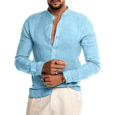 Cotton Linen Shirt Short Sleeve Casual Men's
