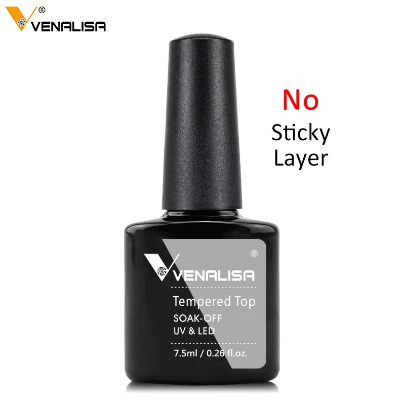 Hot Sell Venalisa Nail Art 7.5ml Tempered Top Coat Matte Top Primer Base Coat Color Gel Nail Polish UV Gel Soak Off Manicure