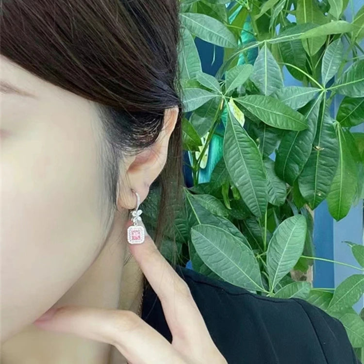 2022 Sgarit Fashion Fine Jewelry Manufacturer Custom Jewelry 14K Gold Pink Moissanite Jewellery Drop Wedding Earrings
