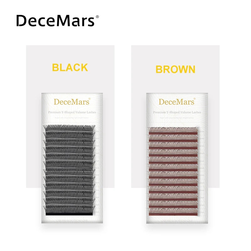 DeceMars YY Shape  Black Brown Eyelashes Extensions Two Tip Lashes C/D Curl High Quality Individual