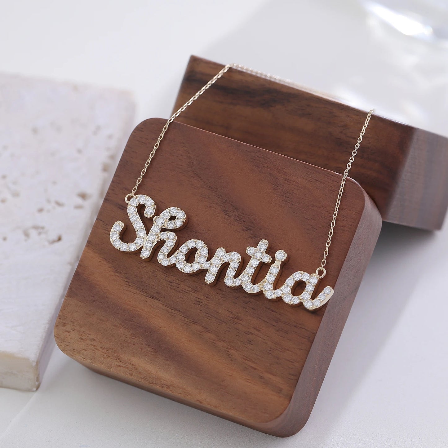 Personalized Name Lab Grown Diamond Necklace Jewelry 10k/14k/18k Solid Gold Lab Diamond Custom Letter Pendant Necklace