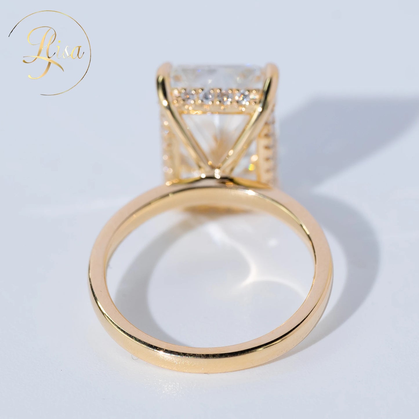 Luxury Custom 7.2CT VVS Lab Grown Diamond Engagement Ring for Women Yellow Gold 925 Silver Jewelry