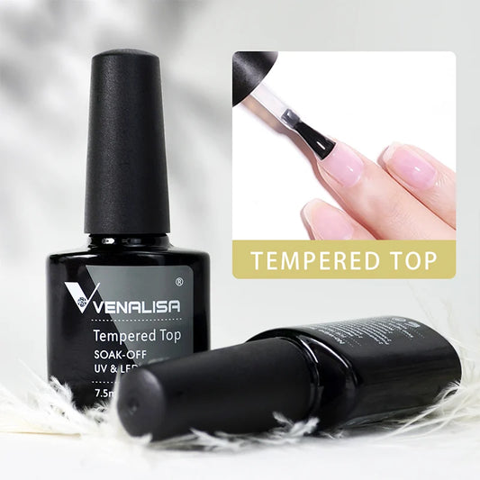 Hot Sell Venalisa Nail Art 7.5ml Tempered Top Coat Matte Top Primer Base Coat Color Gel Nail Polish UV Gel Soak Off Manicure