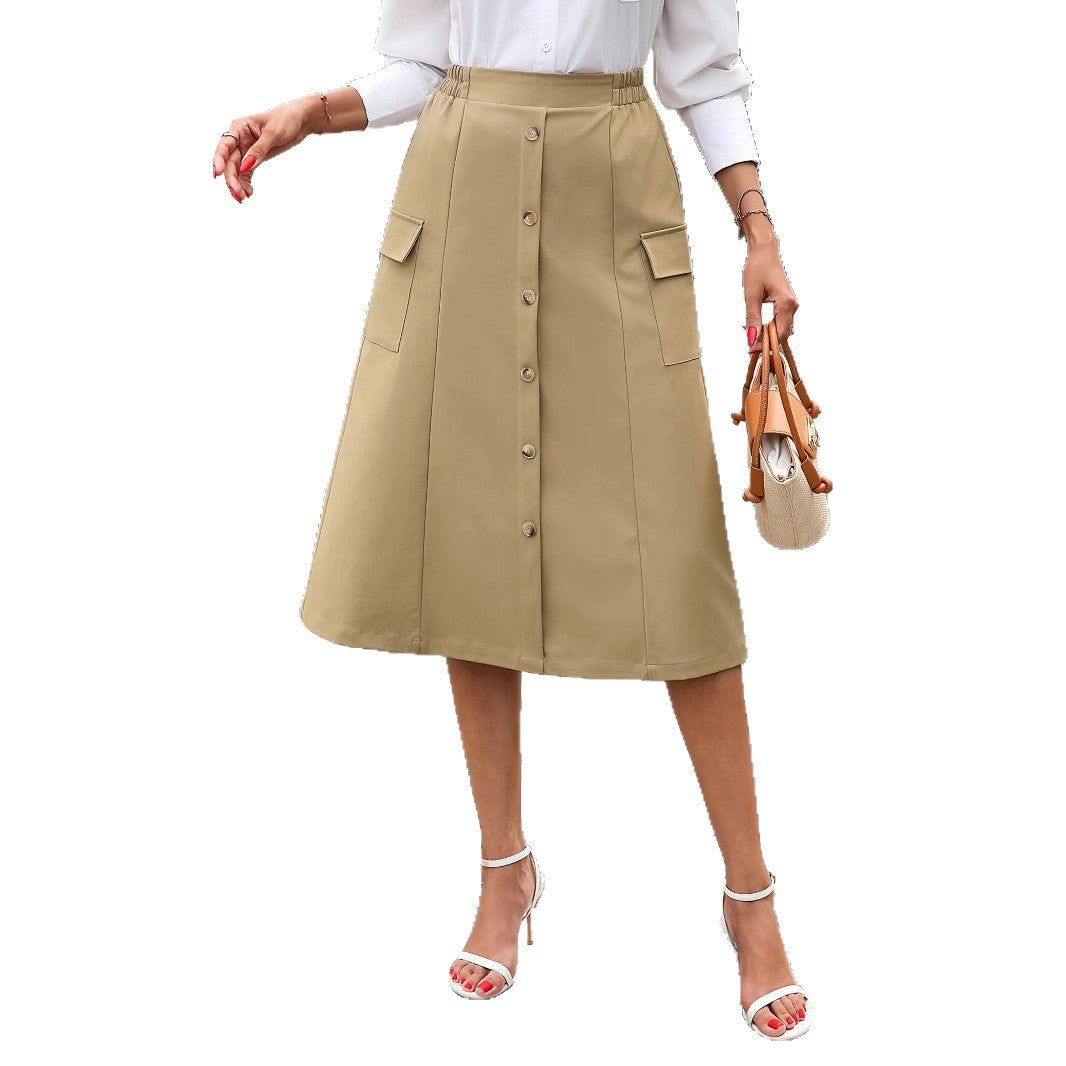 High Waisted A-line Mid Length Skirt