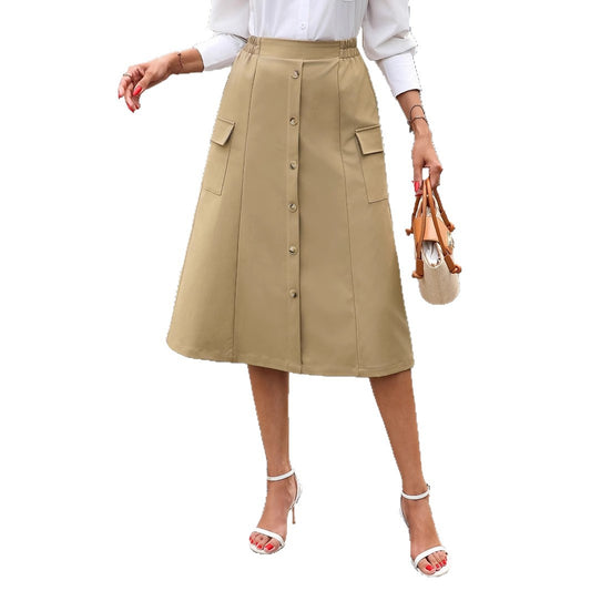 High Waisted A-line Mid Length Skirt