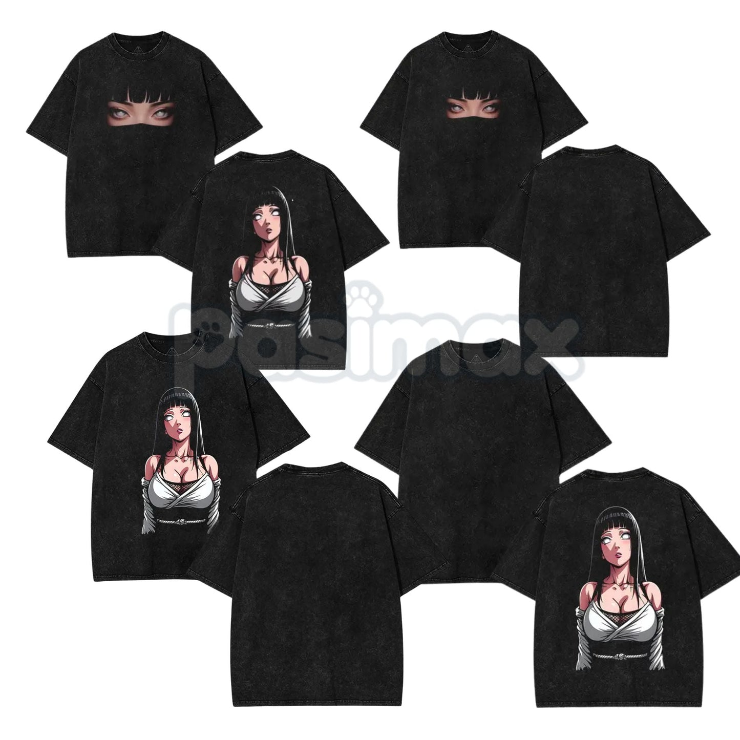 Hinata Hyuga Naruto Double Printed Vintage Washed Tee – Byakugan Princess Retro Anime Streetwear