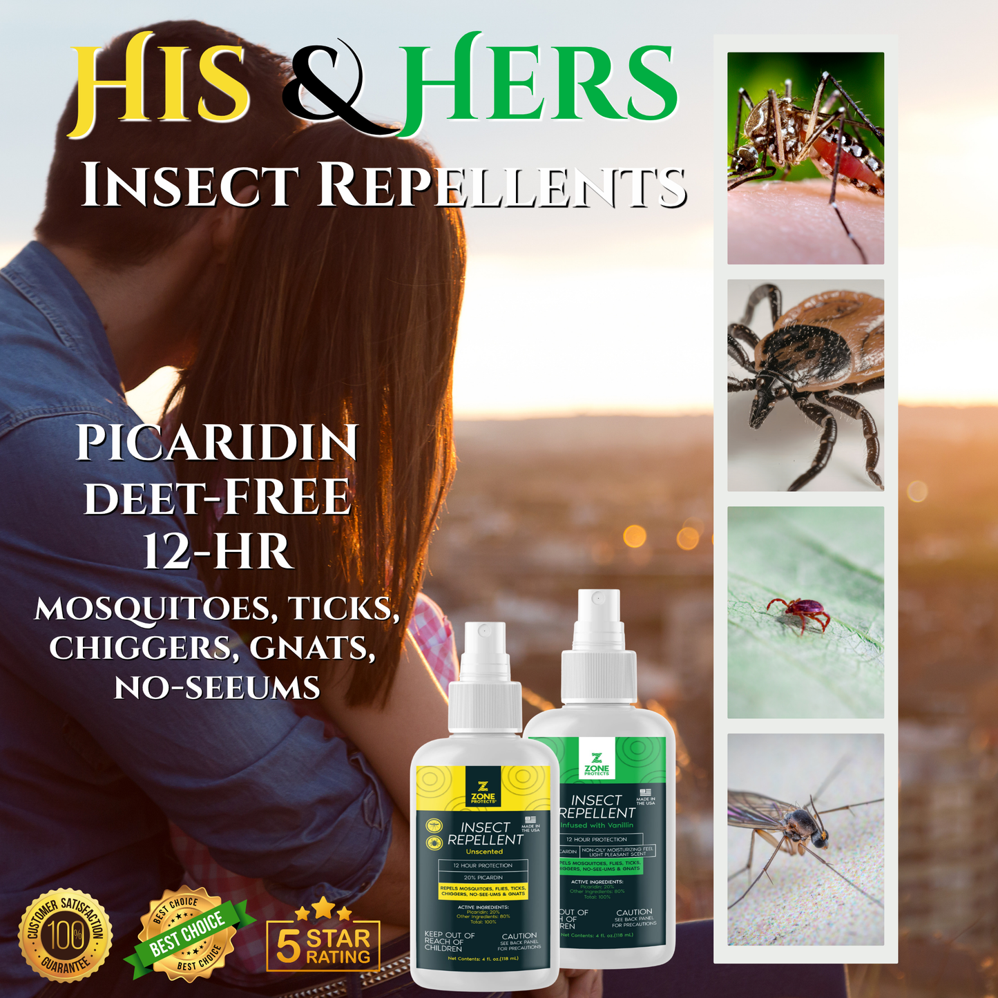 Insect Repellent, Picaridin; 4oz His and Hers Pack