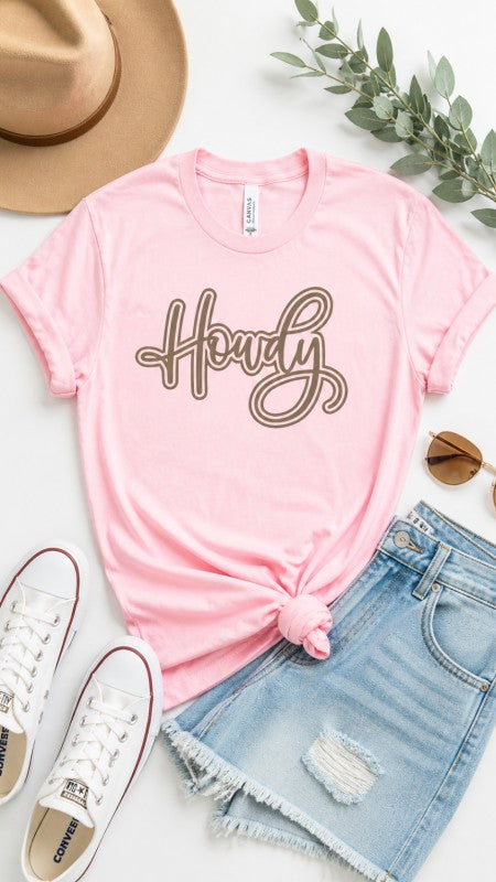  Howdy Graphic T-Shirt white pink