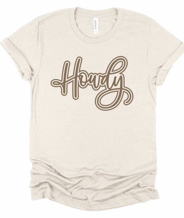 Howdy Graphic T-Shirt white pink peach cream Howdy letter tee