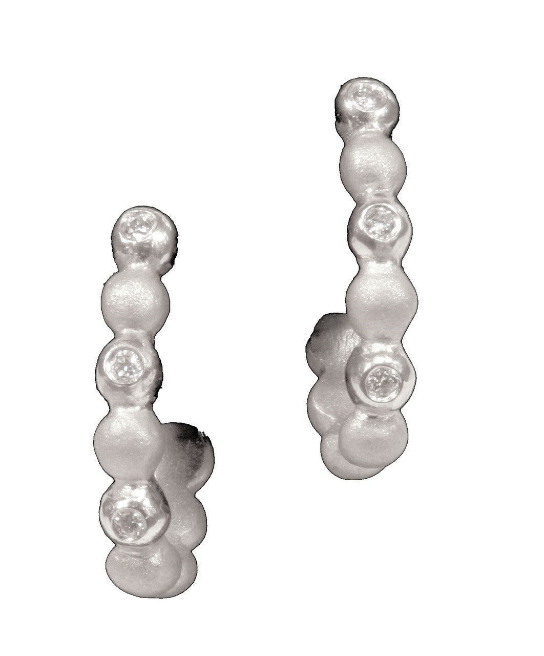 Huggie Hoop Earrings-14K Gold with Dots of Diamonds.-3