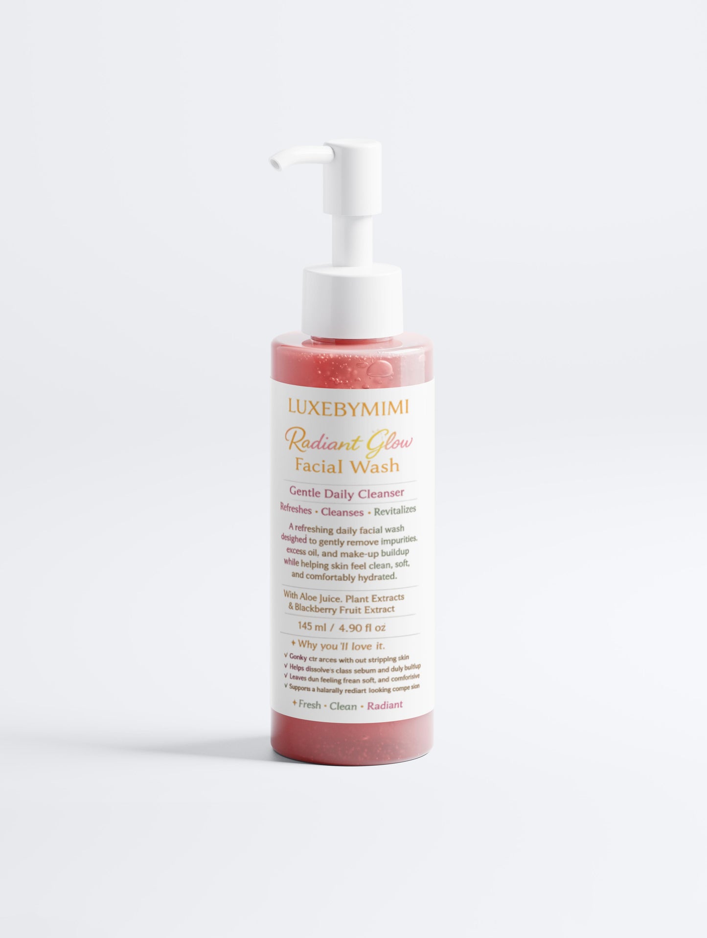 LUXEBYMIMI BRAND Natural Radiant Glow Facial Wash - Vegan, Gluten Free Herbal Extracts