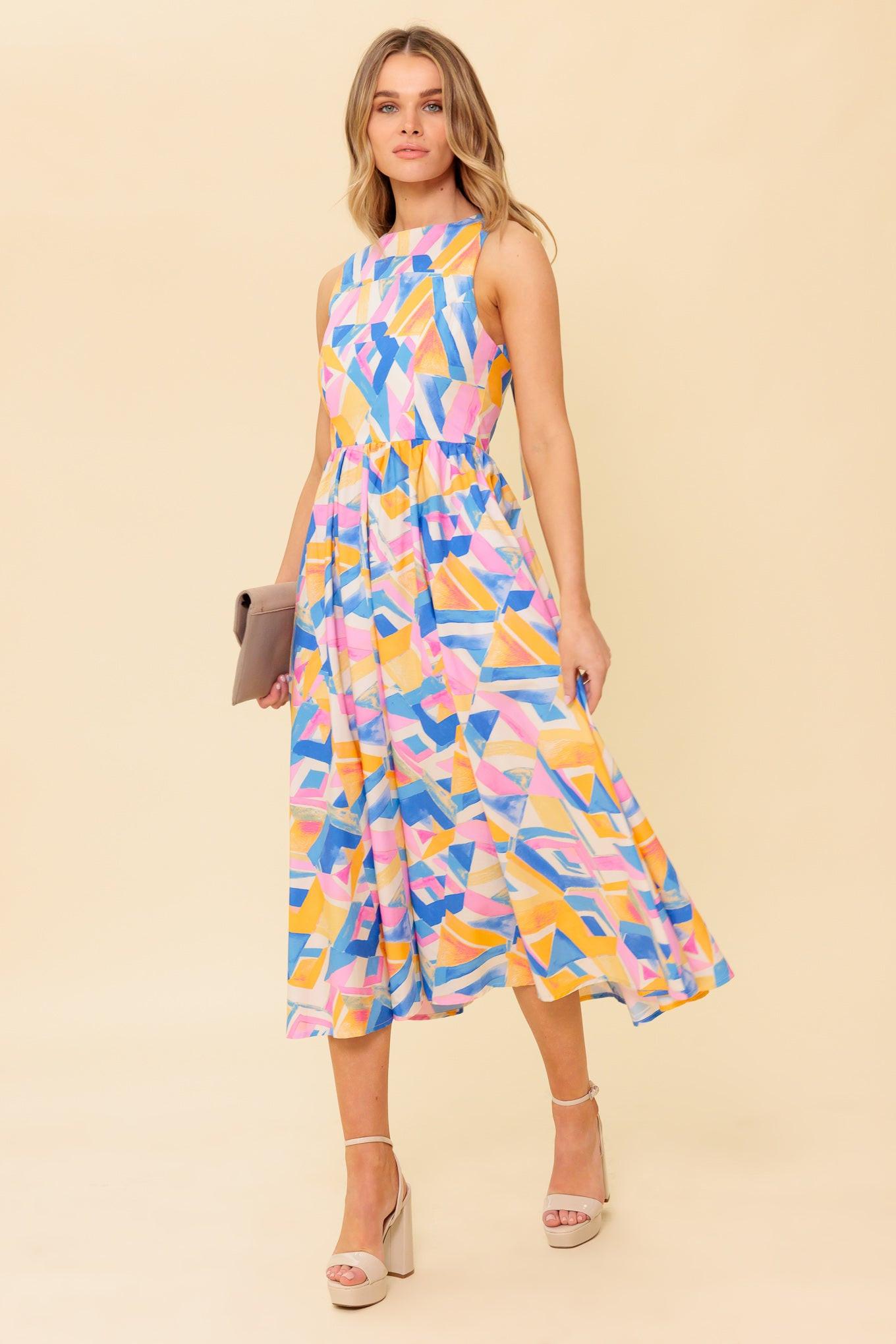 PATTON PARK BLUE WOVEN MIDI DRESS