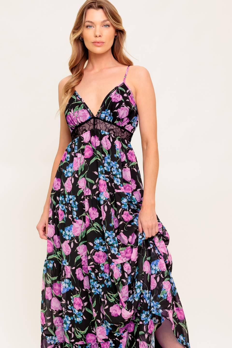 PURE SUNSHINE BLACK WOVEN MAXI DRESS