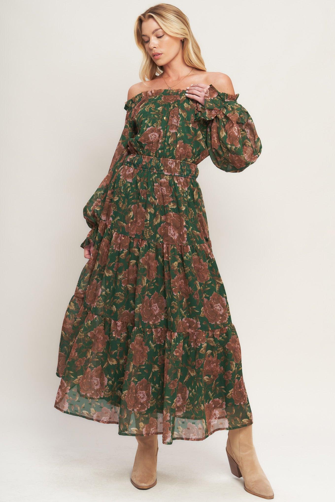 TERRACOTTA TRAIL WOVEN MIDI DRESS