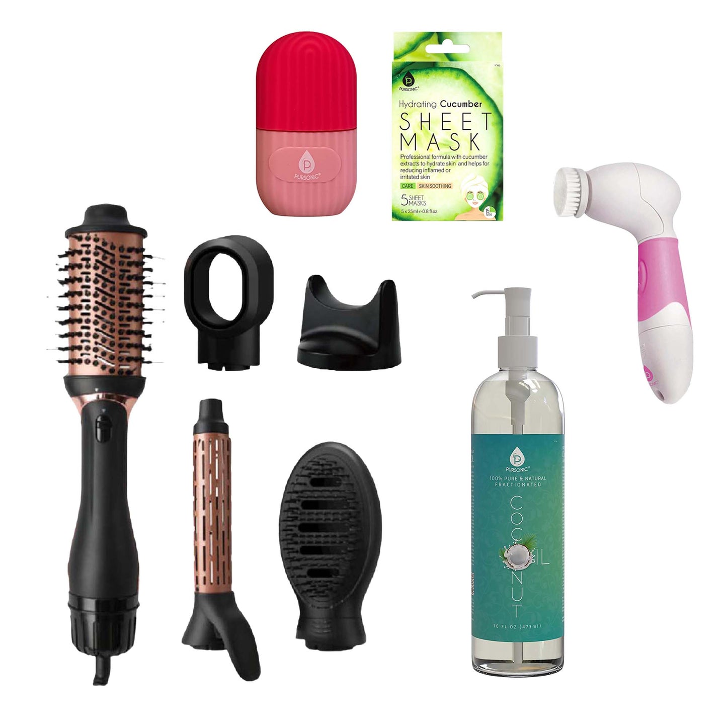 Ultimate Self-Care Bundle – Ice Cube Facial Roller, Pursonic Cleansing Brush, Hot Air Blower Brush & More!-0