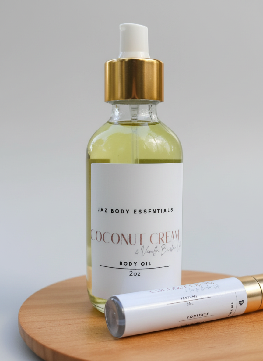 Coconut Cream & Vanilla Bourbon Latte Body Oil & Perfume Set-0