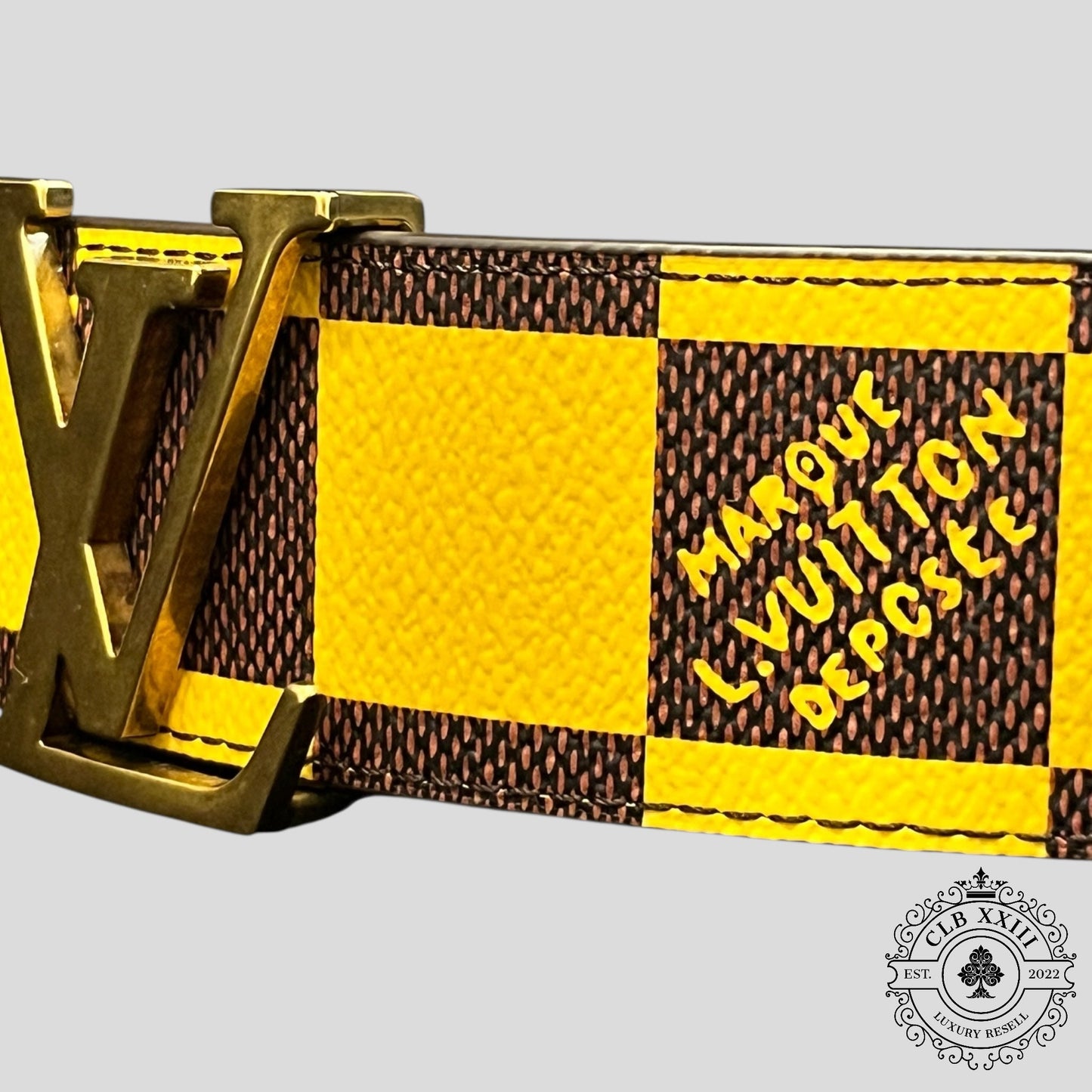 Louis Vuitton LV Initiales Damier 40mm Reversible Belt in Yellow/Brown