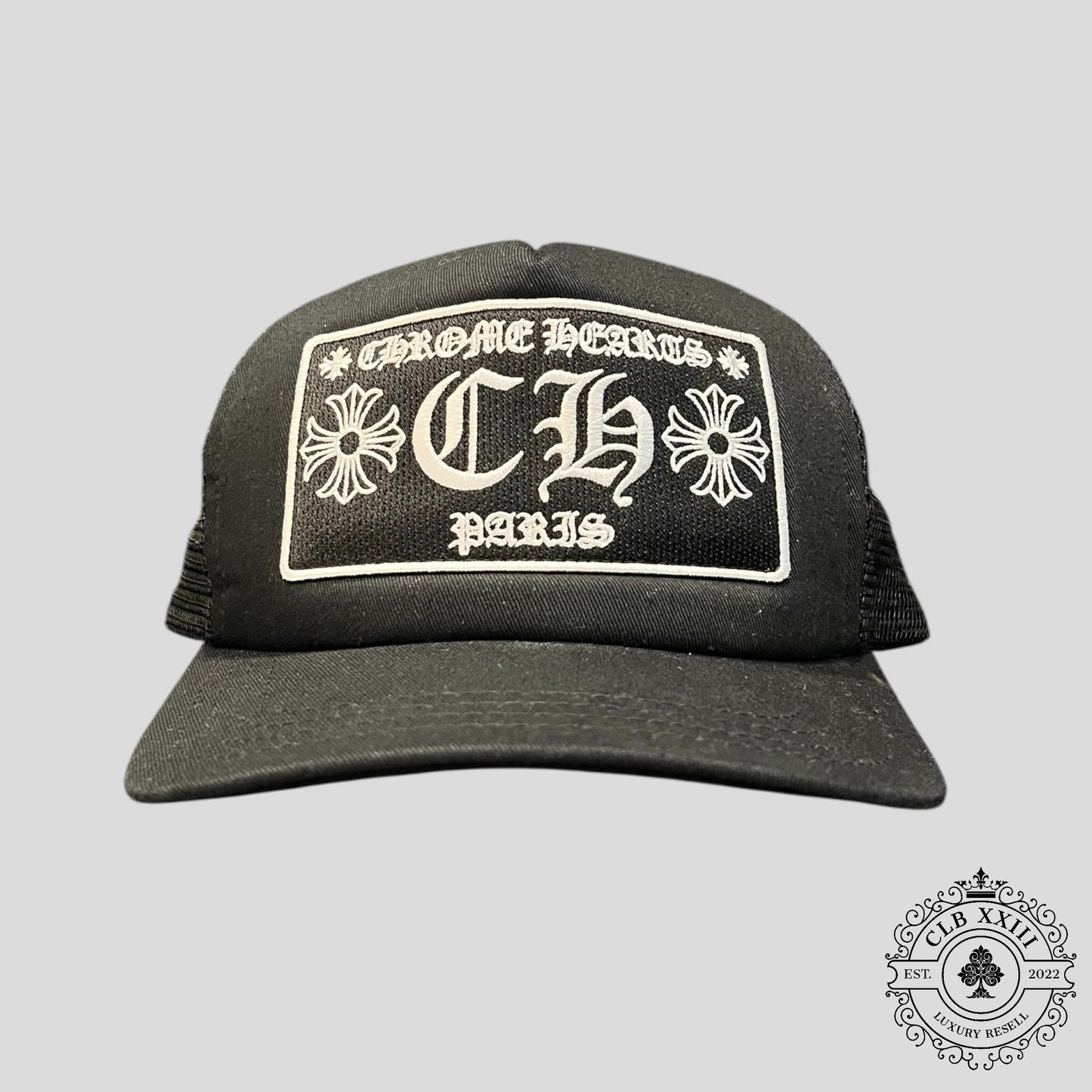 Chrome Hearts Paris Exclusive Trucker Cap in Black