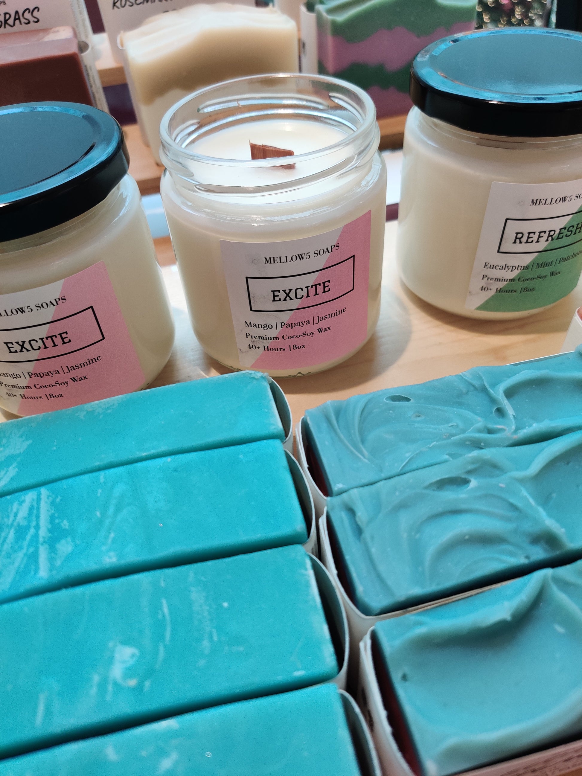 8oz Soy Coconut wax Candles - Wood wick Candles - Mango, Papaya & Jasmine-2
