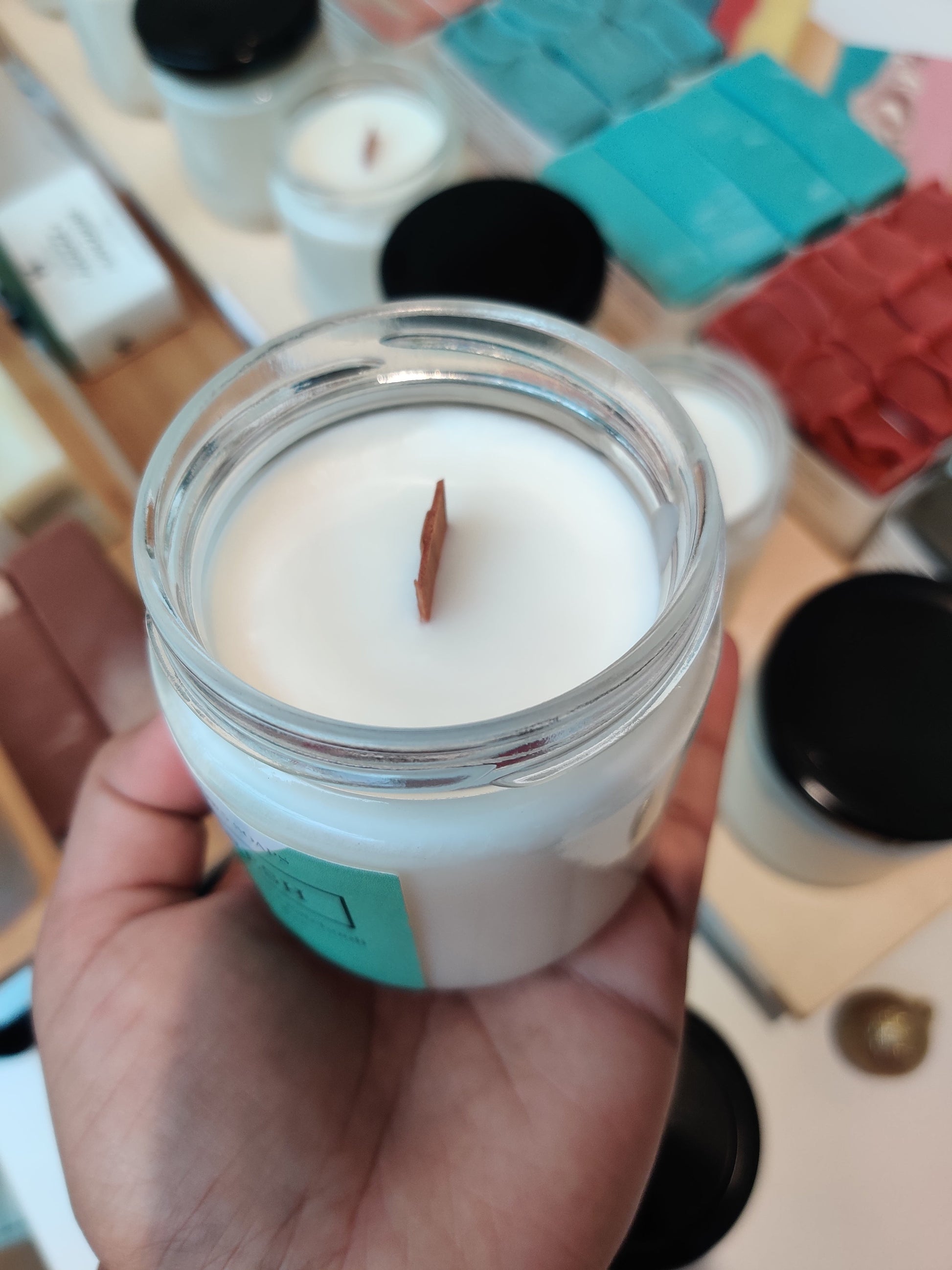 8oz Soy Coconut wax Candles - Wood wick Candles - Eucalyptus & Mint-1