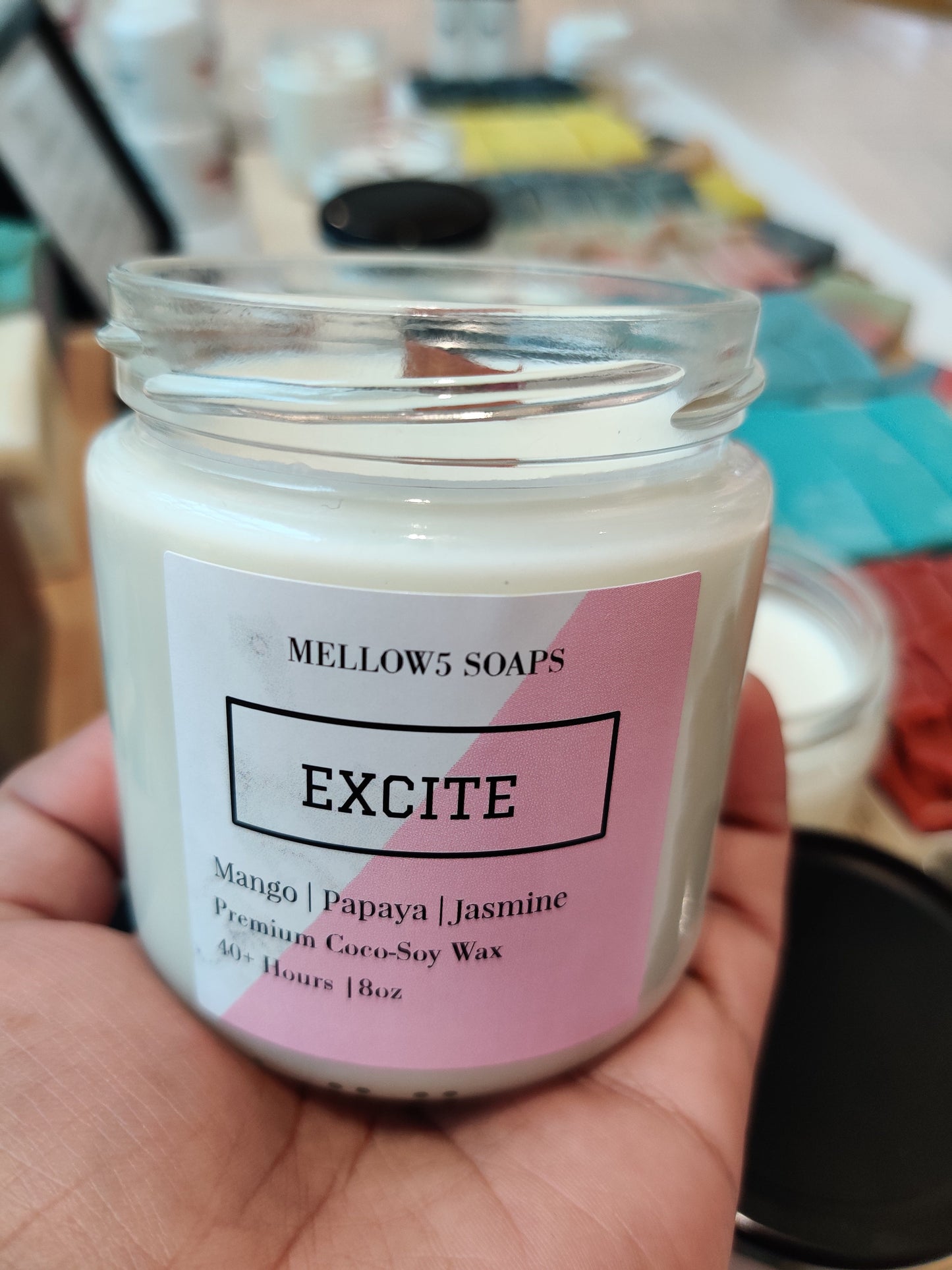 8oz Soy Coconut wax Candles - Wood wick Candles - Mango, Papaya & Jasmine-4