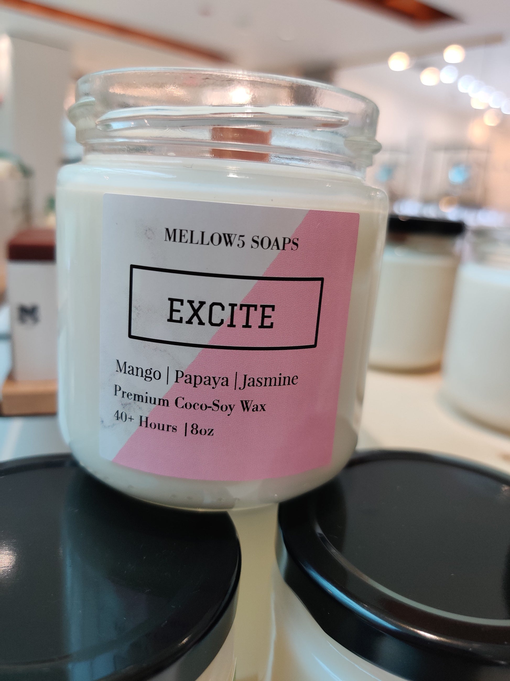 8oz Soy Coconut wax Candles - Wood wick Candles - Mango, Papaya & Jasmine-3