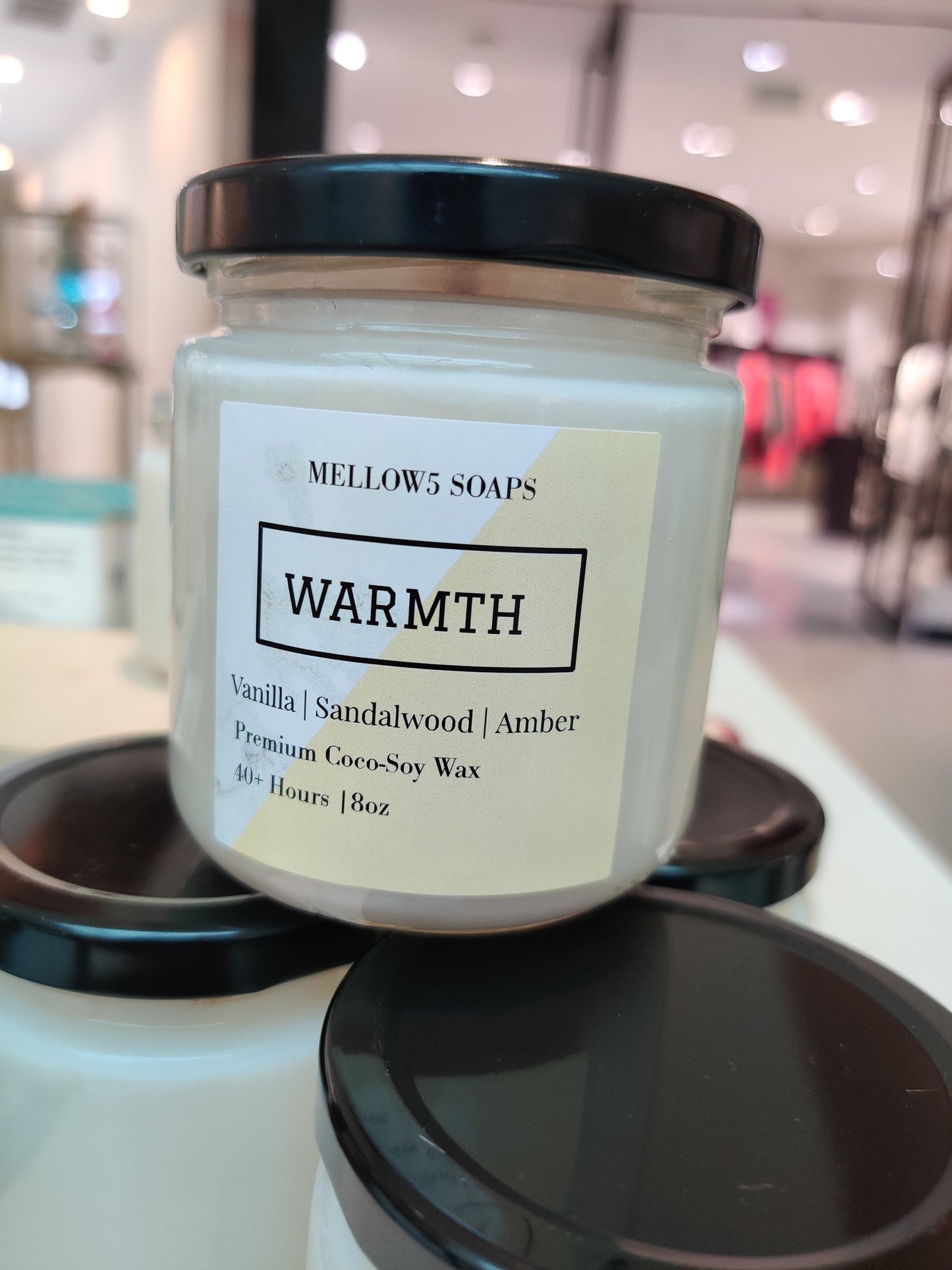 8oz Soy Coconut wax Candles - Wood wick Candles - Vanilla, Sandalwood & Amber-0