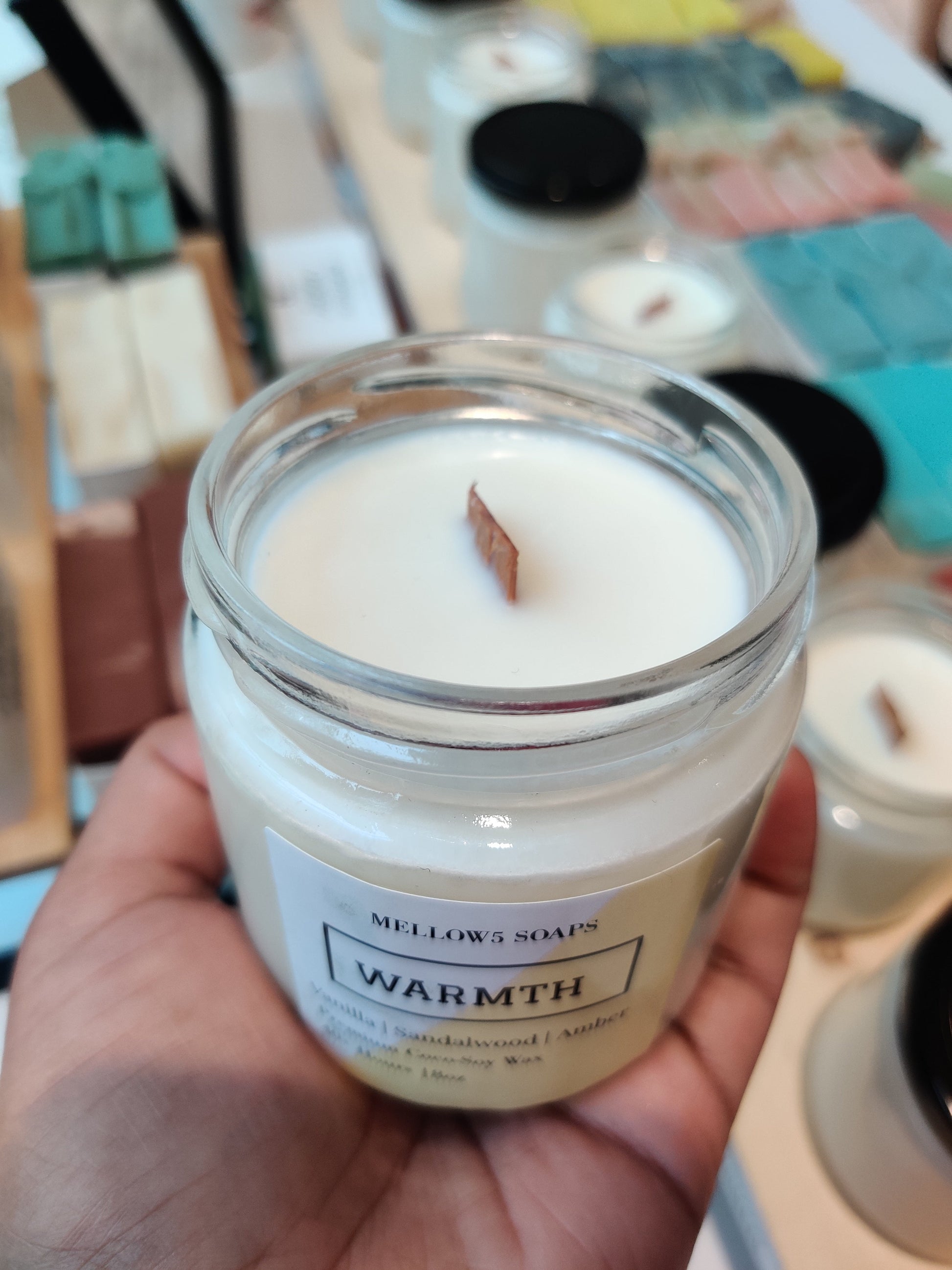 8oz Soy Coconut wax Candles - Wood wick Candles - Vanilla, Sandalwood & Amber-1