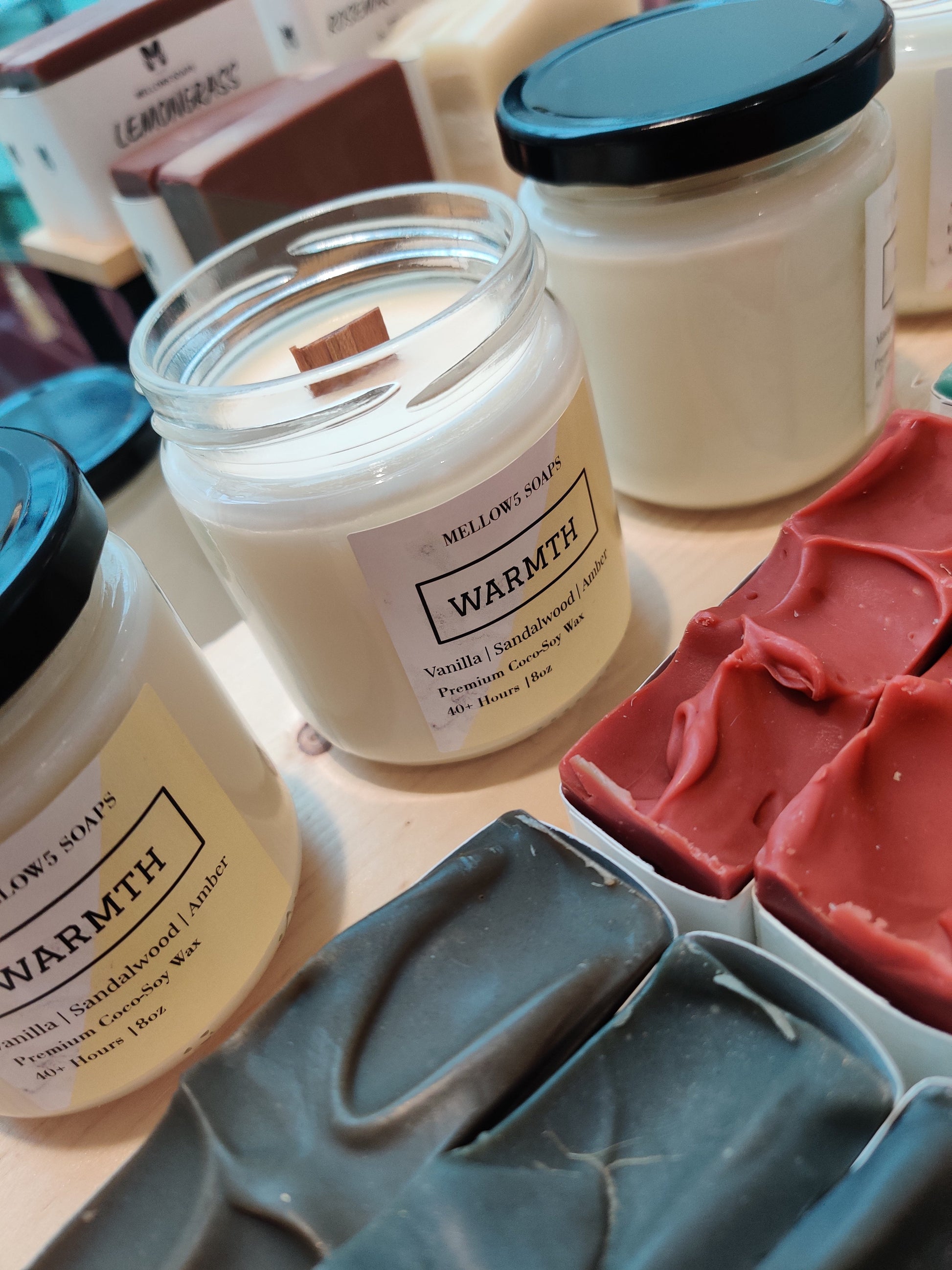 8oz Soy Coconut wax Candles - Wood wick Candles - Vanilla, Sandalwood & Amber-2