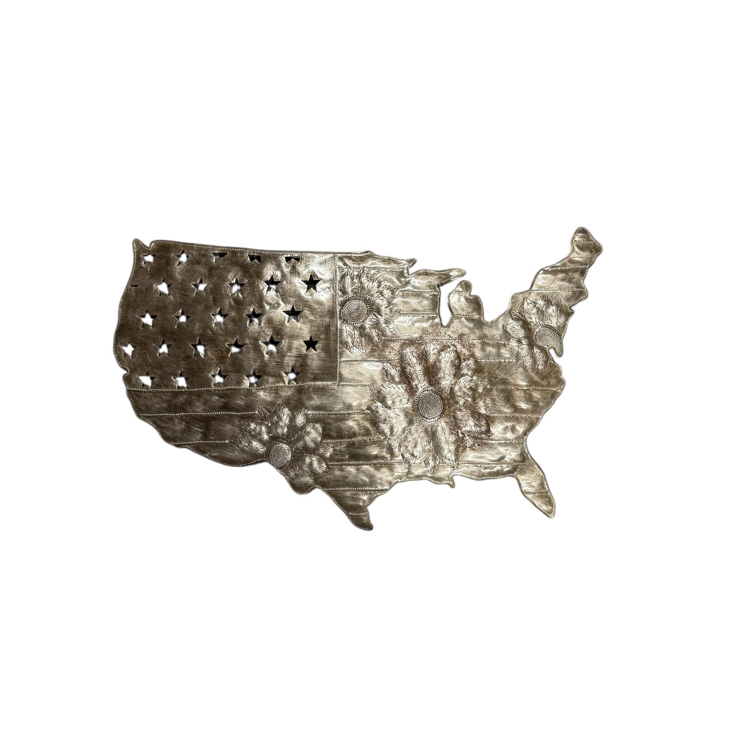 USA Floral Metal Art