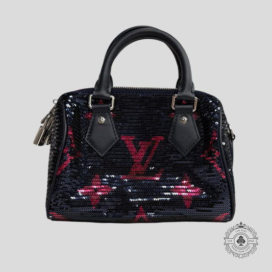 Louis Vuitton Sequins Speedy Bandoulière 18 in Navy