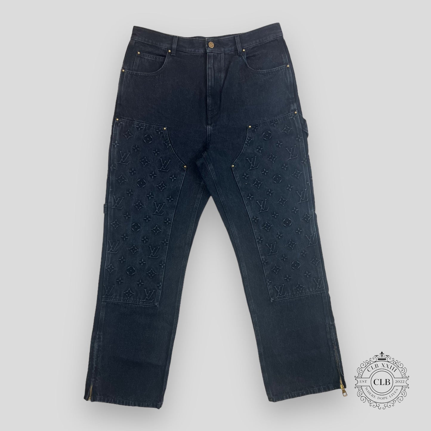 Louis Vuitton Monogram Workwear Denim Carpenter Pants in Black