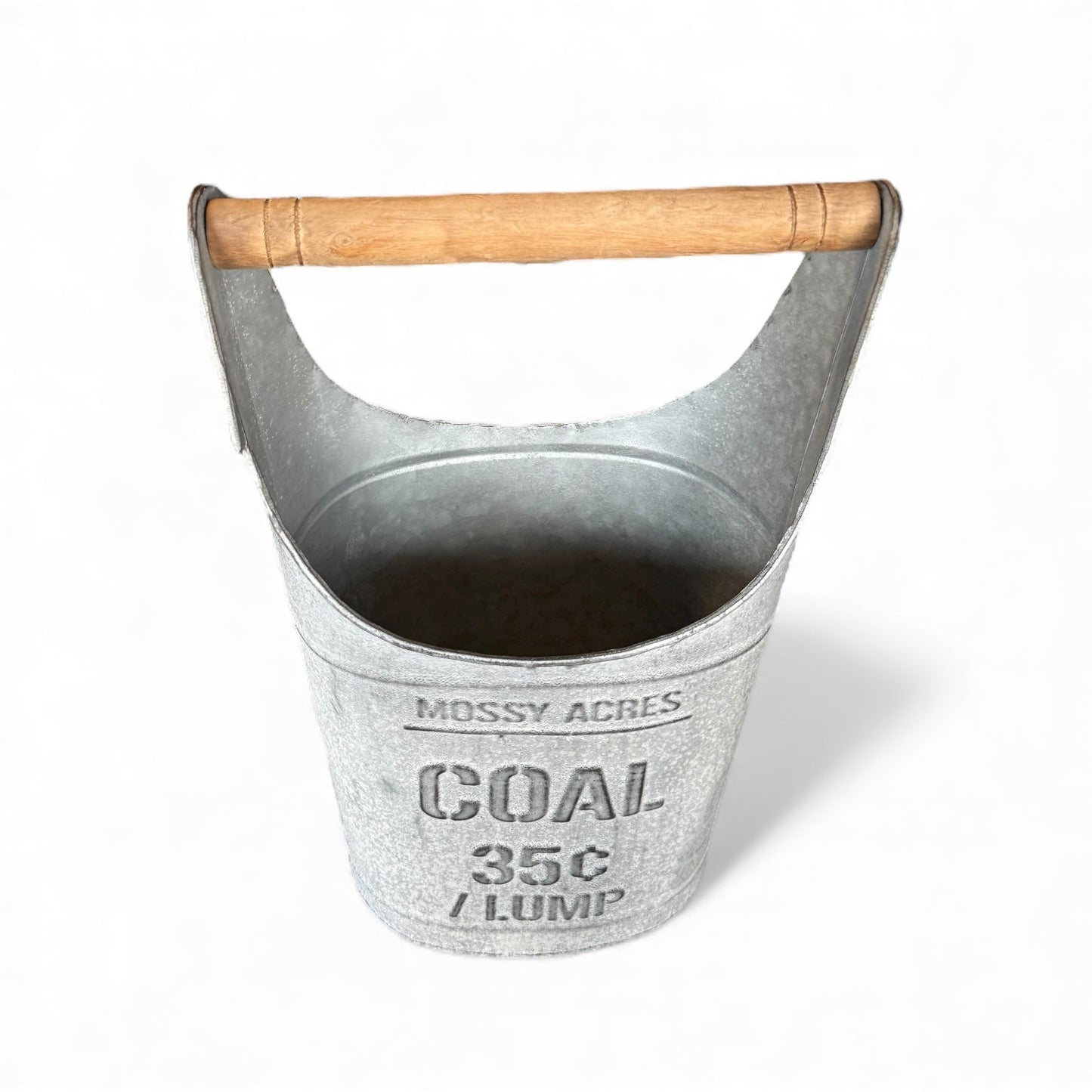 Metal Coal Bucket with Wood Handle