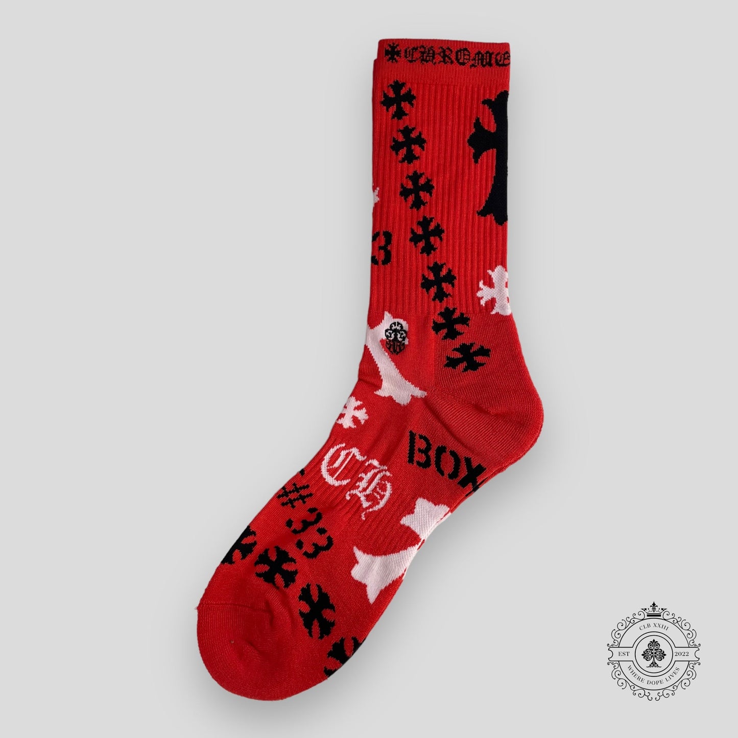 Chrome Hearts Stencil Socks in Red