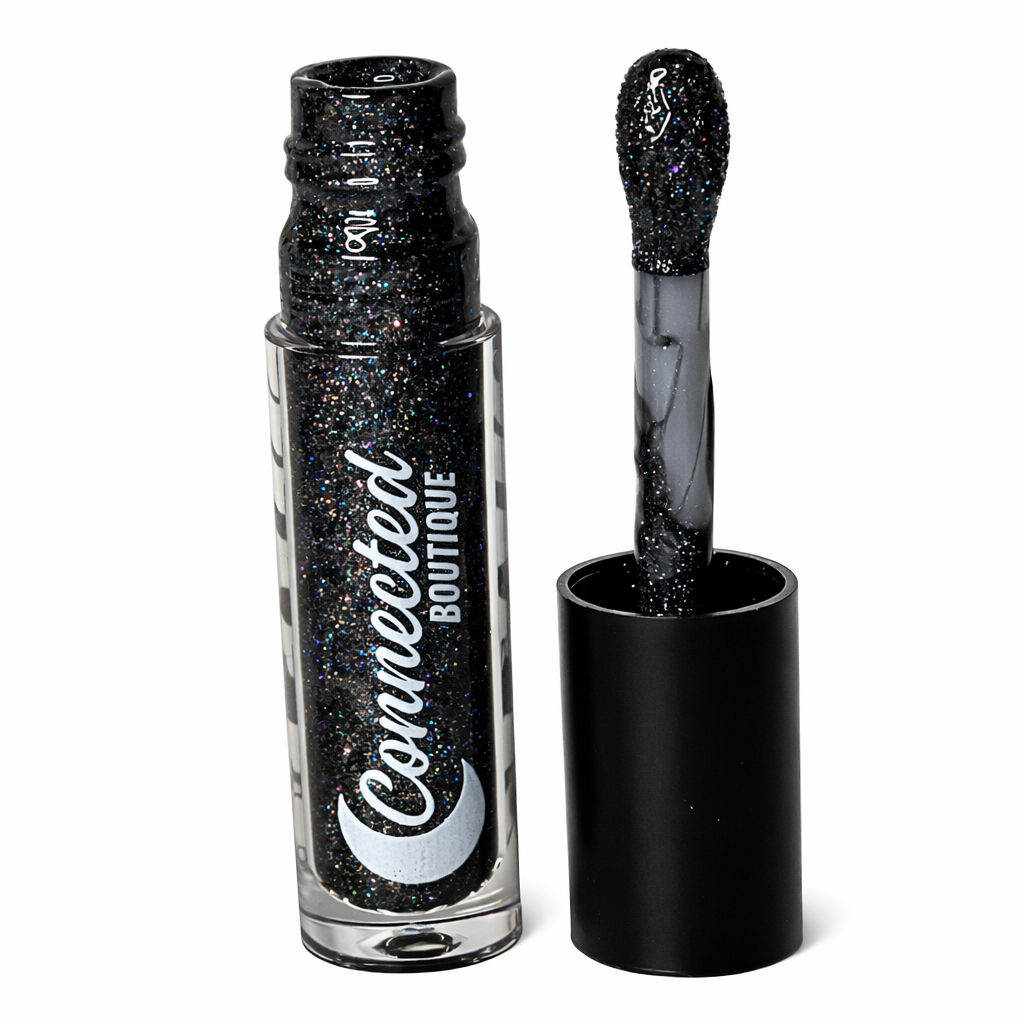 Galaxy - Pigmented Black Lip Gloss with holographic glitter-3