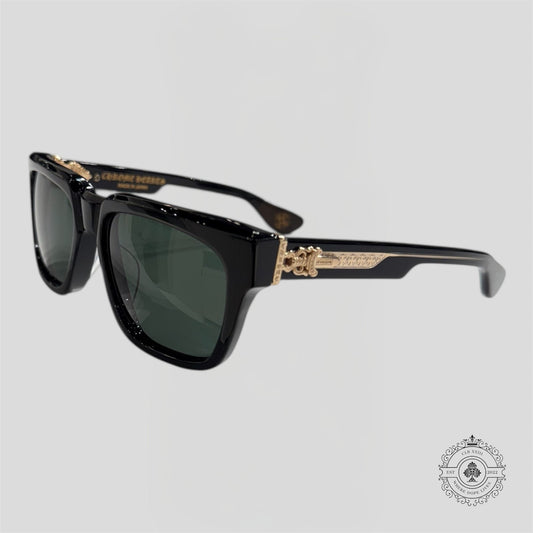 Chrome Hearts Box Officer Sunglasses in Black/Gold