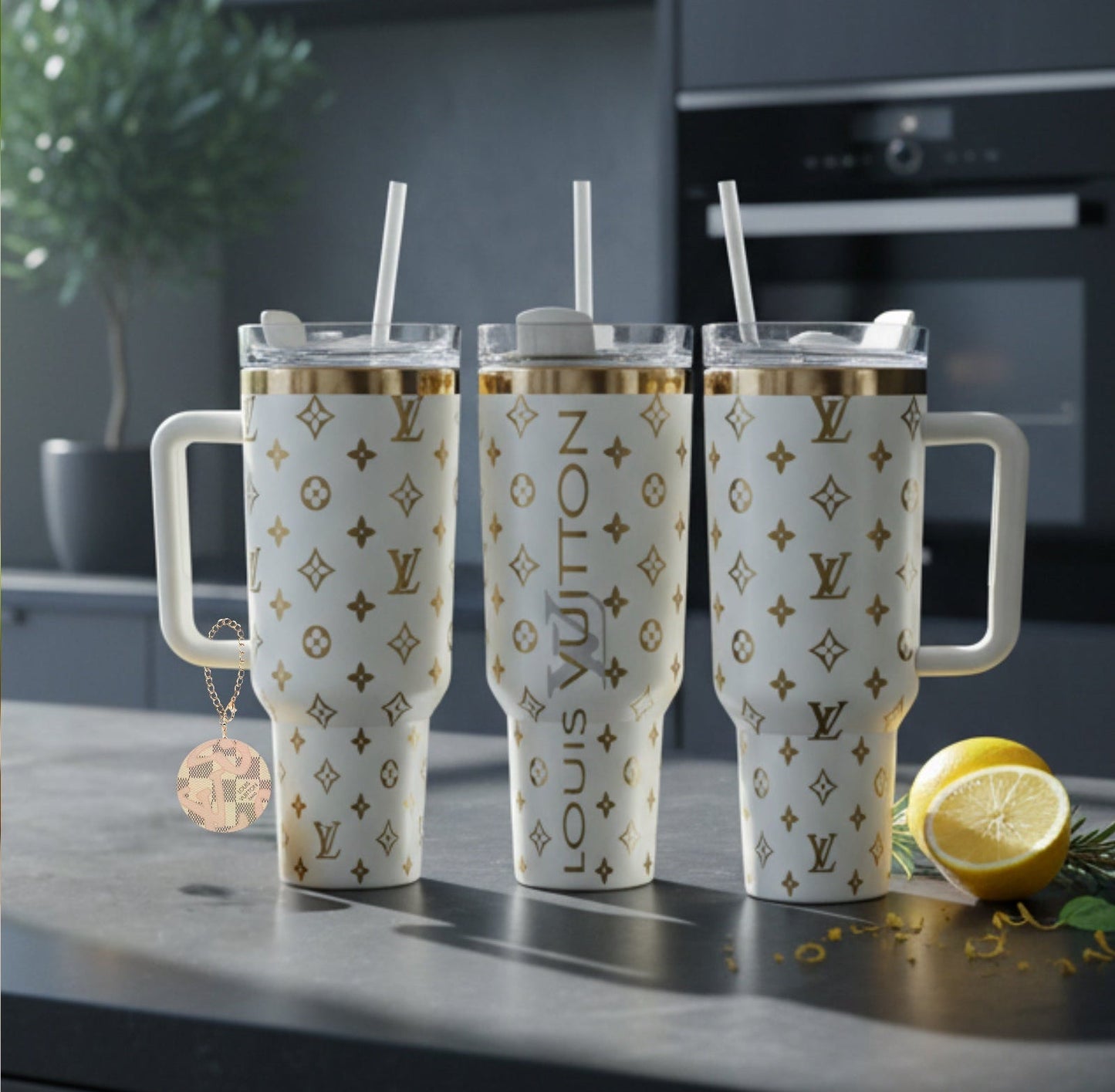 Creme and Gold Laser Engraved Tumbler Set - Luxe Bundle
