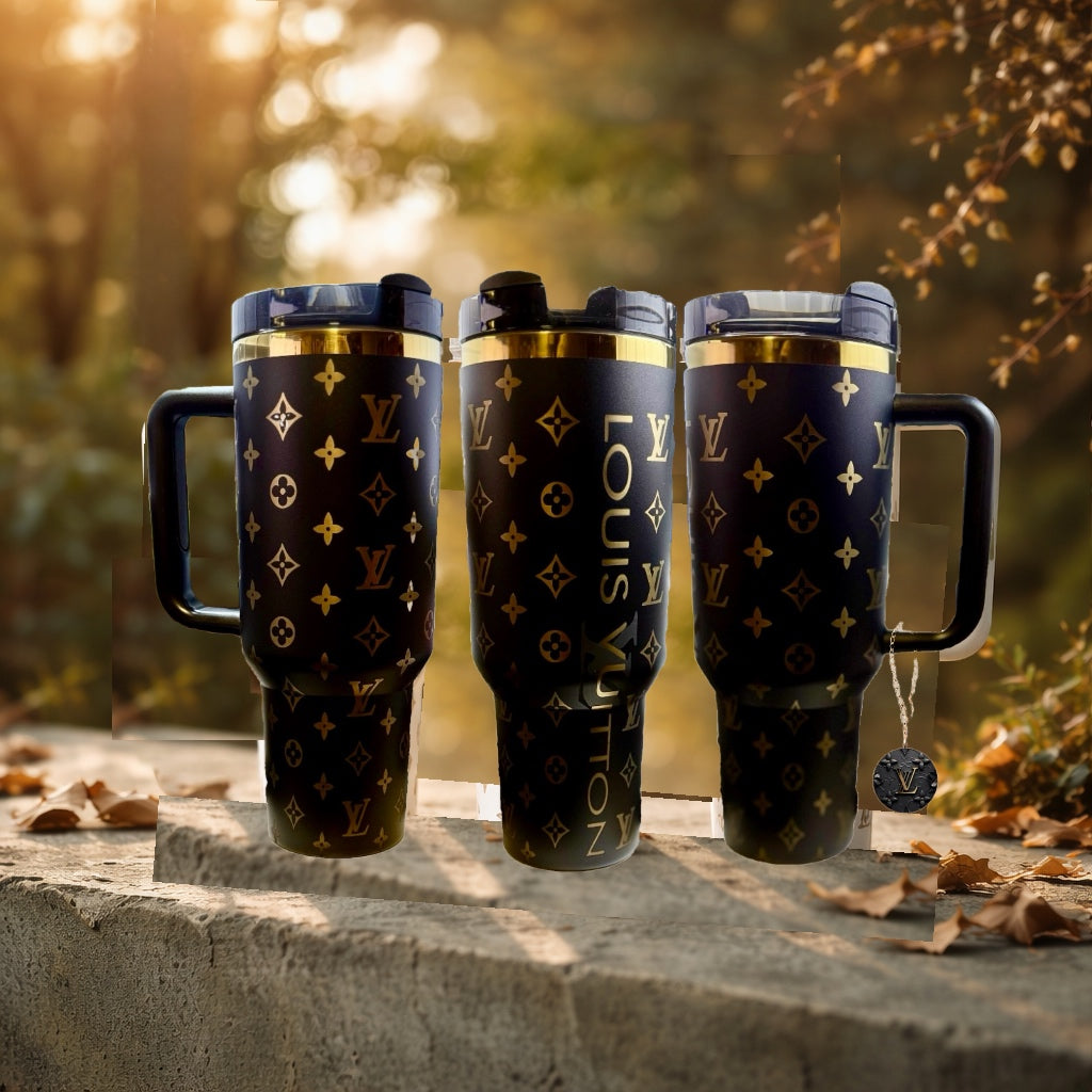 Gold & Black Laser Engraved Tumbler Set - Luxe