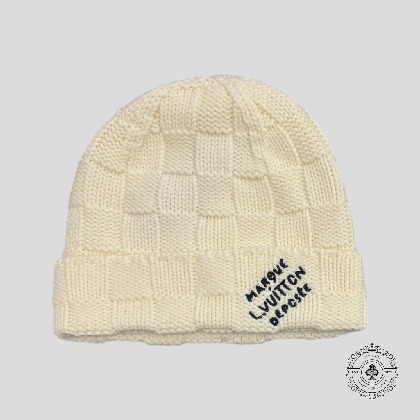 Louis Vuitton Damier Snug Cream Beanie