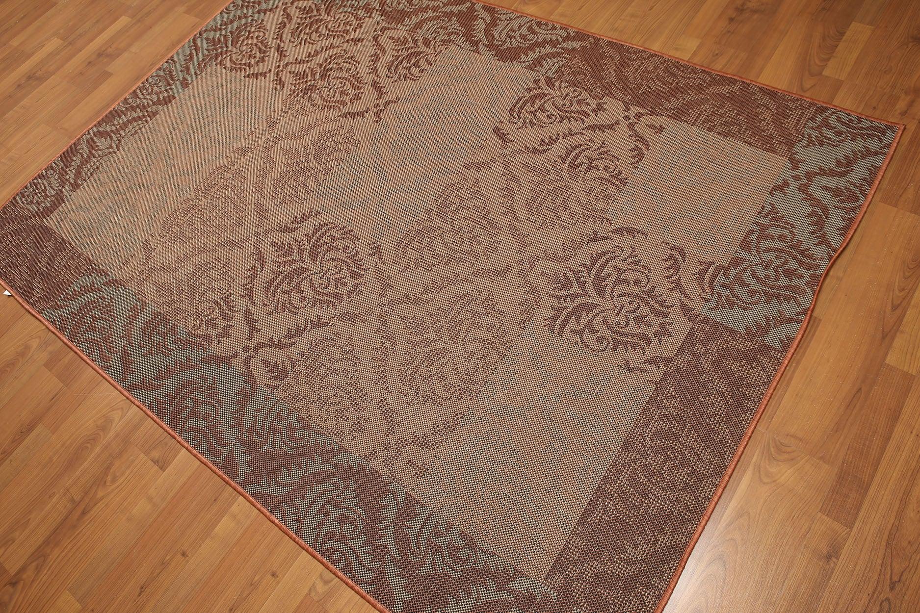 5'4"x7'8" Blue, Rust, Multi Color Machine Made Polypropylene Indoor Outdoor Turkish Dhurry Rug-0