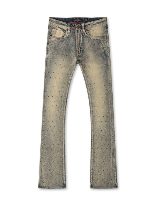 Frost Originals All Over Rhinestone Stacked Jean - Dirt Wash