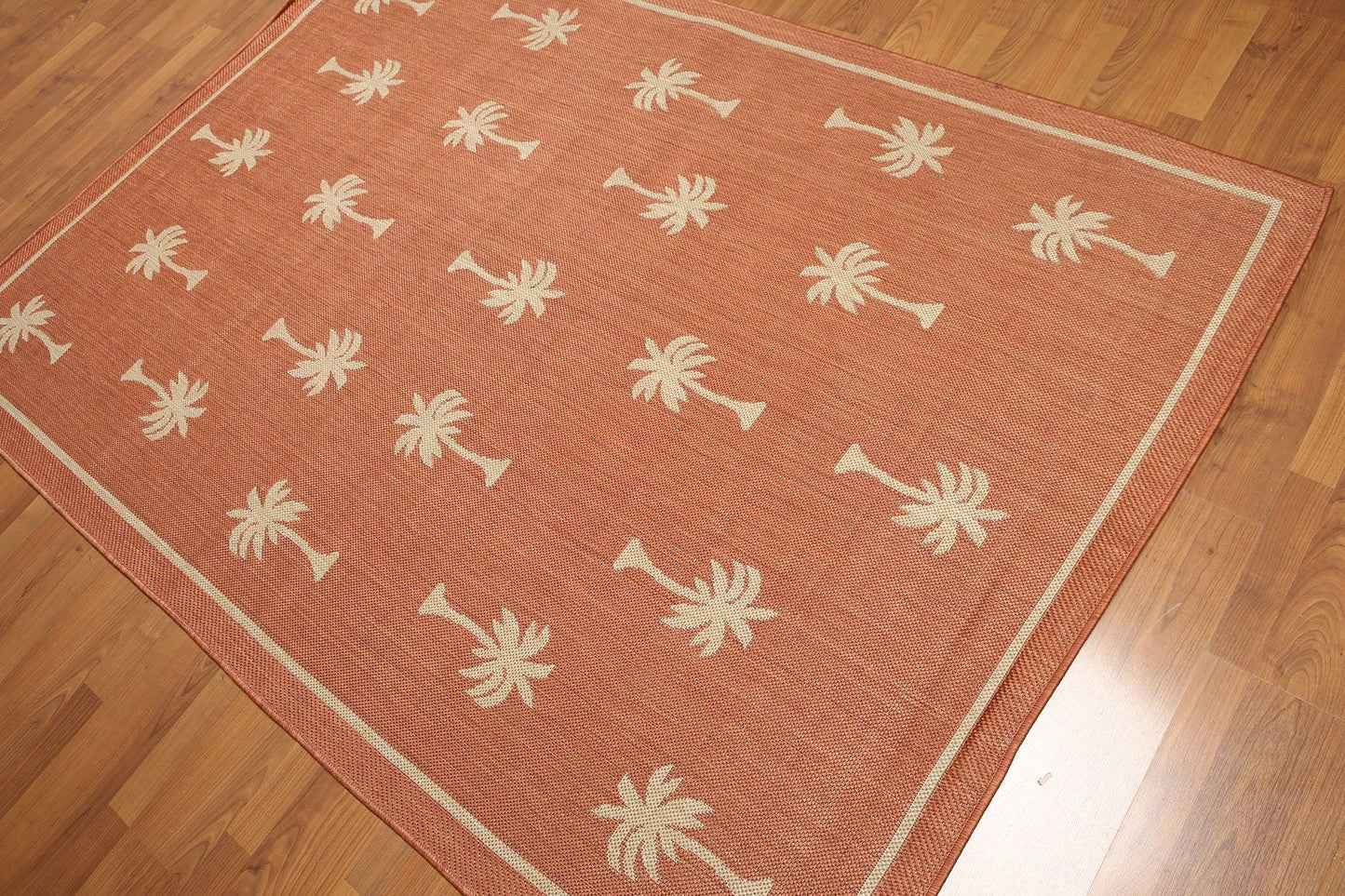 5'4"x7'8" Terracota, Beige, Multi Color Machine Made Polypropylene Indoor Outdoor Turkish Dhurry Rug-0