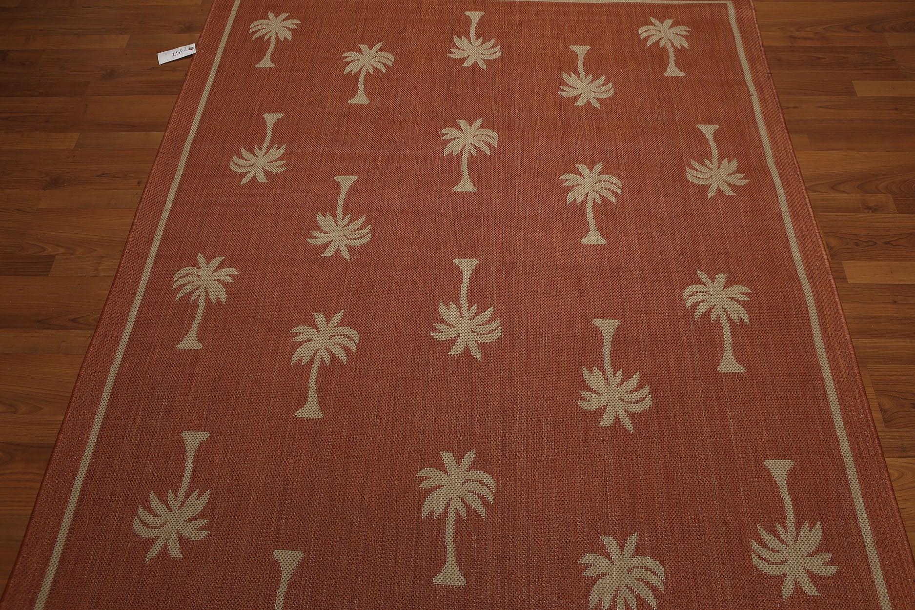 5'4"x7'8" Terracota, Beige, Multi Color Machine Made Polypropylene Indoor Outdoor Turkish Dhurry Rug-2