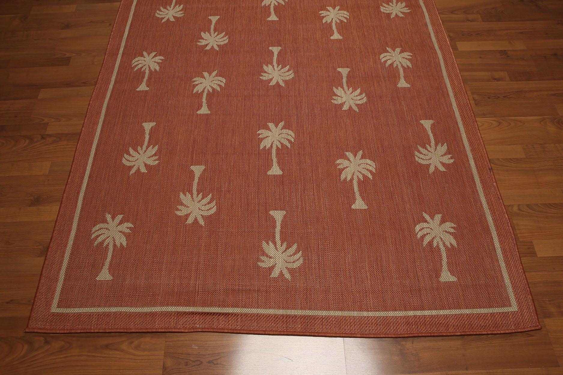 5'4"x7'8" Terracota, Beige, Multi Color Machine Made Polypropylene Indoor Outdoor Turkish Dhurry Rug-3