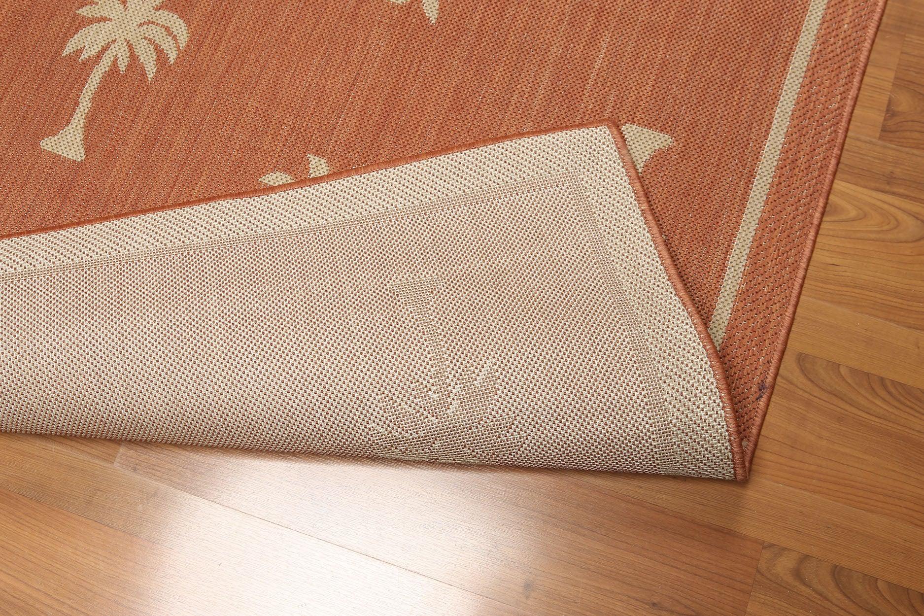5'4"x7'8" Terracota, Beige, Multi Color Machine Made Polypropylene Indoor Outdoor Turkish Dhurry Rug-4
