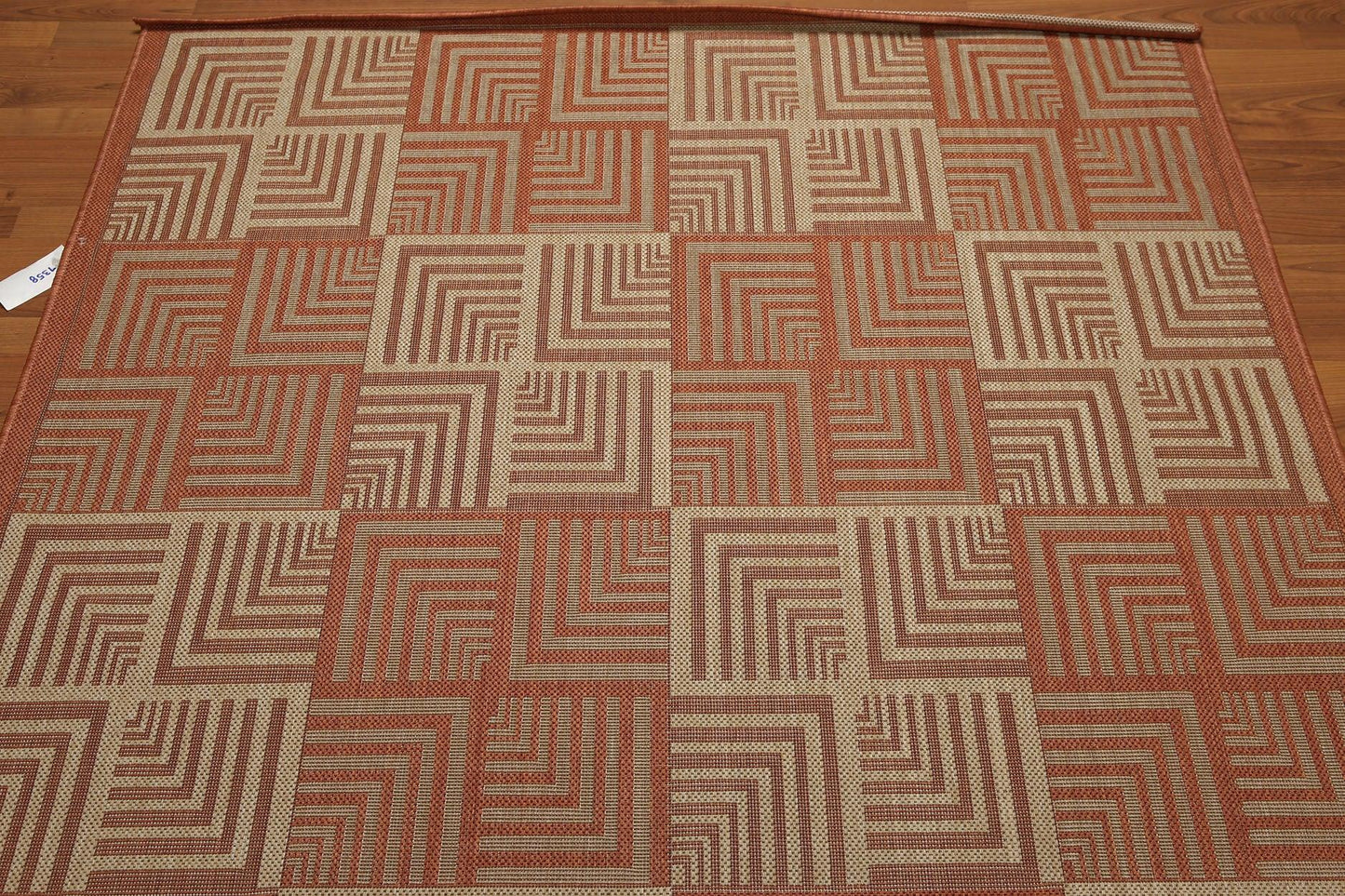 5'4"x7'8" Terracota, Beige, Multi Color Machine Made Polypropylene Indoor Outdoor Turkish Dhurry Rug-2
