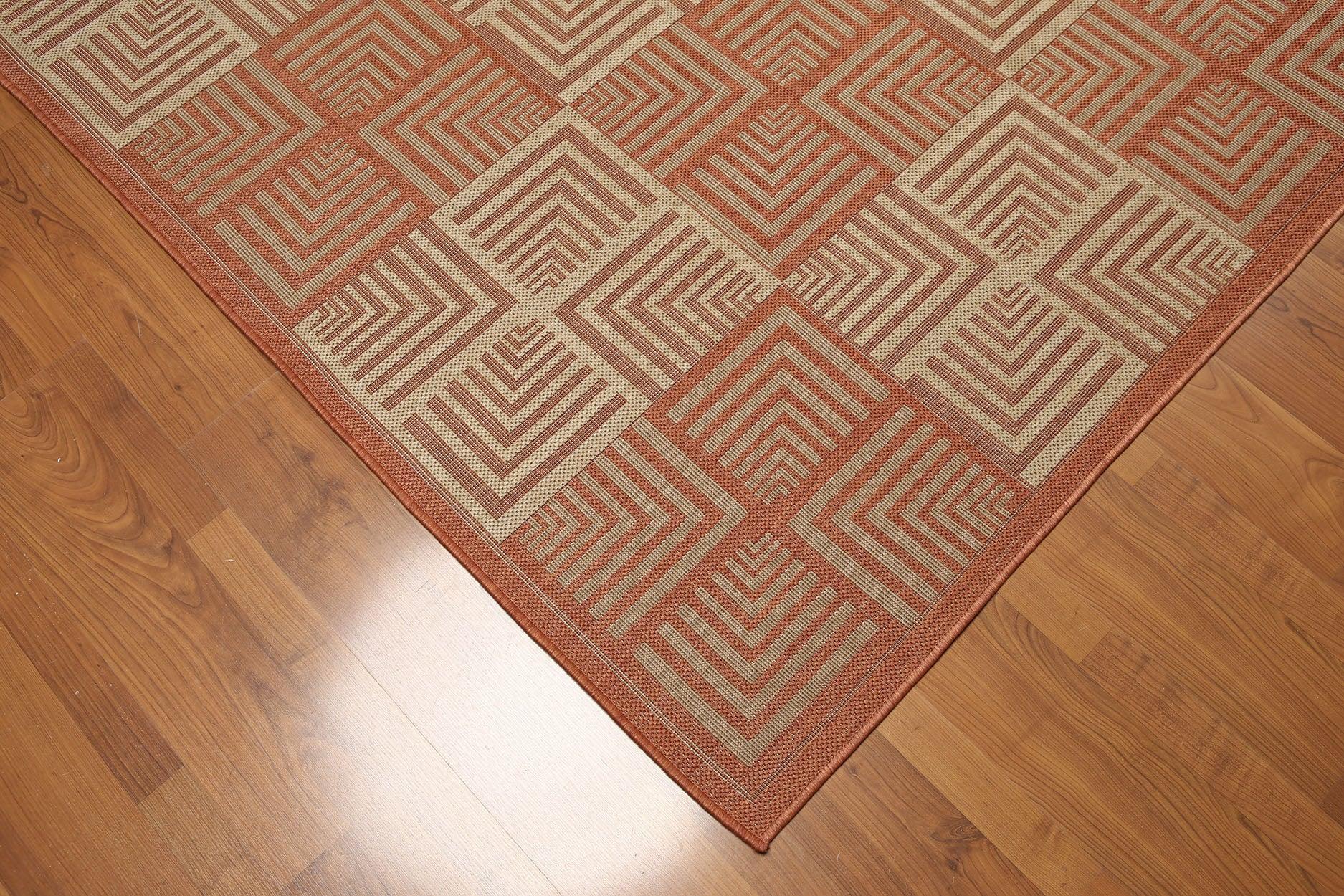 5'4"x7'8" Terracota, Beige, Multi Color Machine Made Polypropylene Indoor Outdoor Turkish Dhurry Rug-4